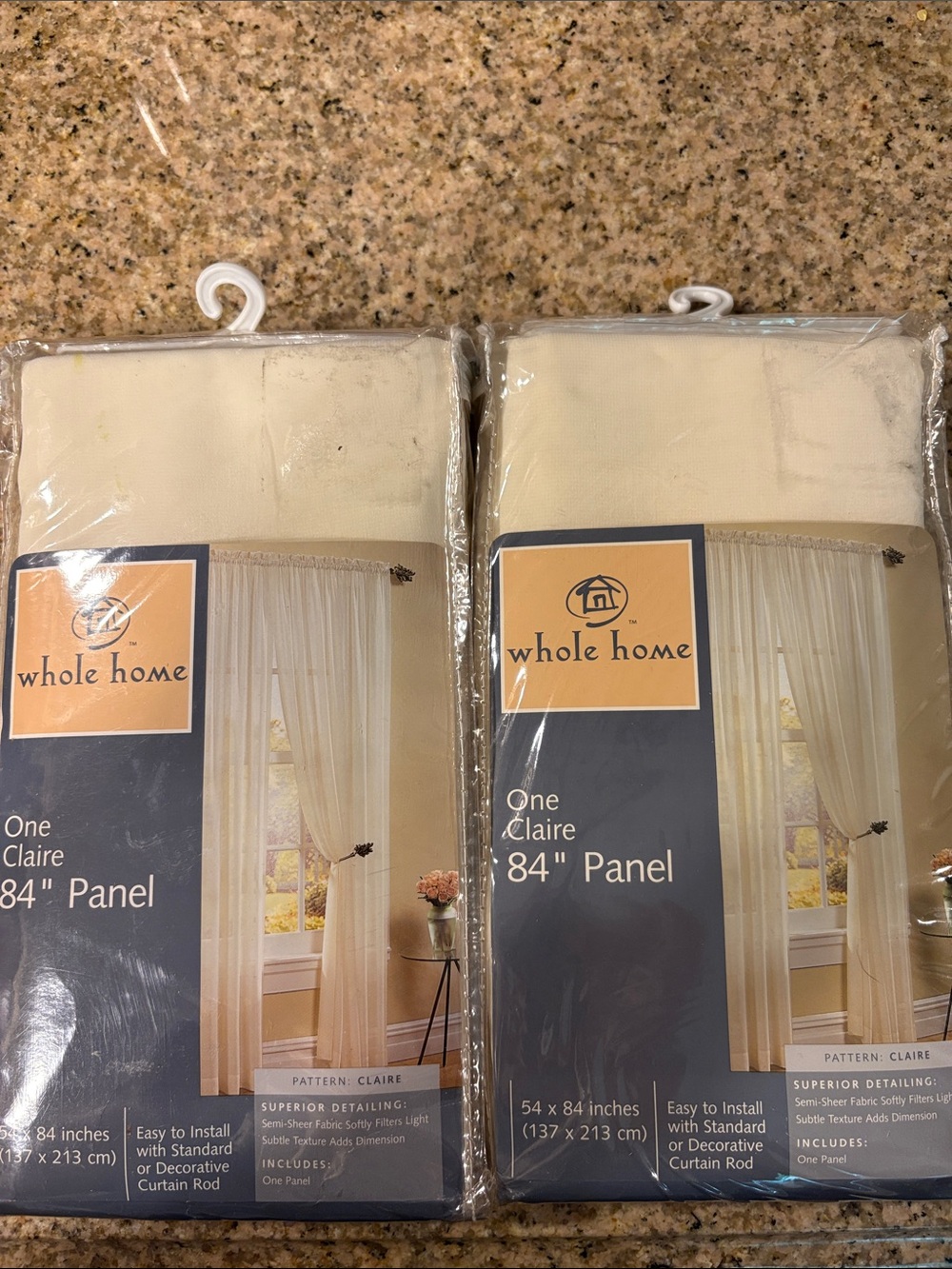 Whole Home Claire 84" Panel Curtain - Ivory. Set of 2.
